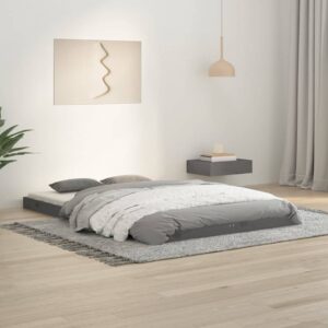 vidaXL Sengeramme grå 120x190 cm heltre furu Small Double