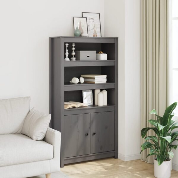 vidaXL Highboard grå 80x35x154 cm heltre furu