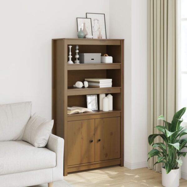 vidaXL Highboard honningbrun 80x35x154 cm heltre furu