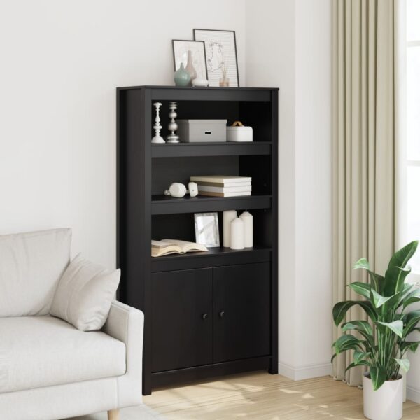 vidaXL Highboard svart 80x35x154 cm heltre furu