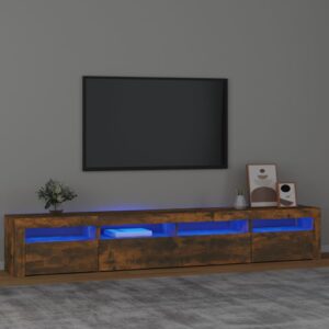 vidaXL TV-benk med LED-lys røkt eik 240x35x40 cm