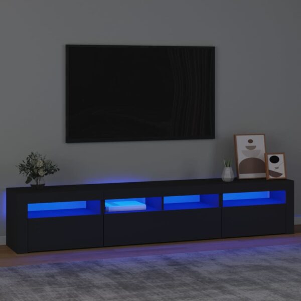 vidaXL TV-benk med LED-lys svart 210x35x40 cm