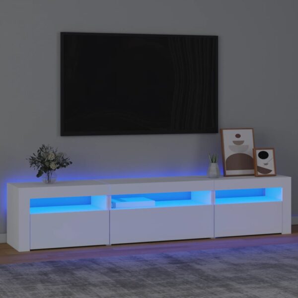 vidaXL TV-benk med LED-lys hvit 195x35x40 cm