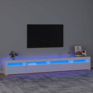 vidaXL TV-benk med LED-lys høyglans hvit 270x35x40 cm