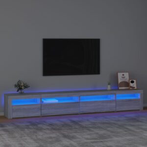 vidaXL TV-benk med LED-lys grå sonoma 270x35x40 cm