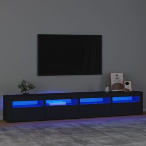 vidaXL TV-benk med LED-lys svart 240x35x40 cm