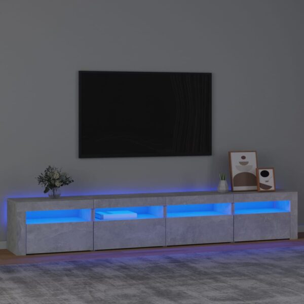 vidaXL TV-benk med LED-lys betonggrå 240x35x40 cm