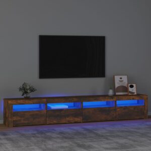 vidaXL TV-benk med LED-lys røkt eik 240x35x40 cm