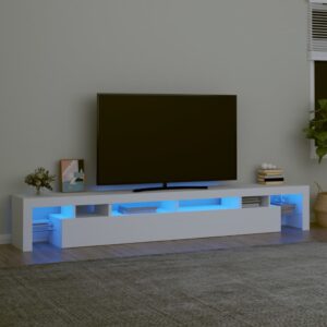 vidaXL TV-benk med LED-lys hvit 260x36