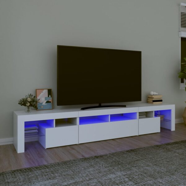 vidaXL TV-benk med LED-lys hvit 230x36