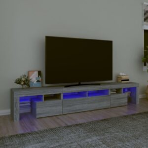 vidaXL TV-benk med LED-lys grå sonoma 230x36