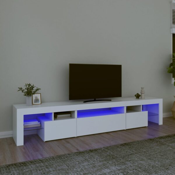 vidaXL TV-benk med LED-lys hvit 215x36