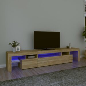 vidaXL TV-benk med LED-lys sonoma eik 215x36