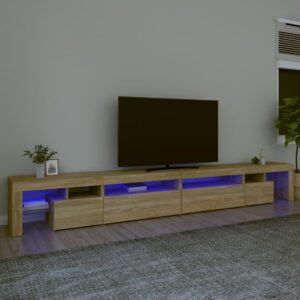 vidaXL TV-benk med LED-lys sonoma eik 290x36