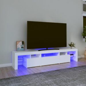 vidaXL TV-benk med LED-lys hvit 200x36