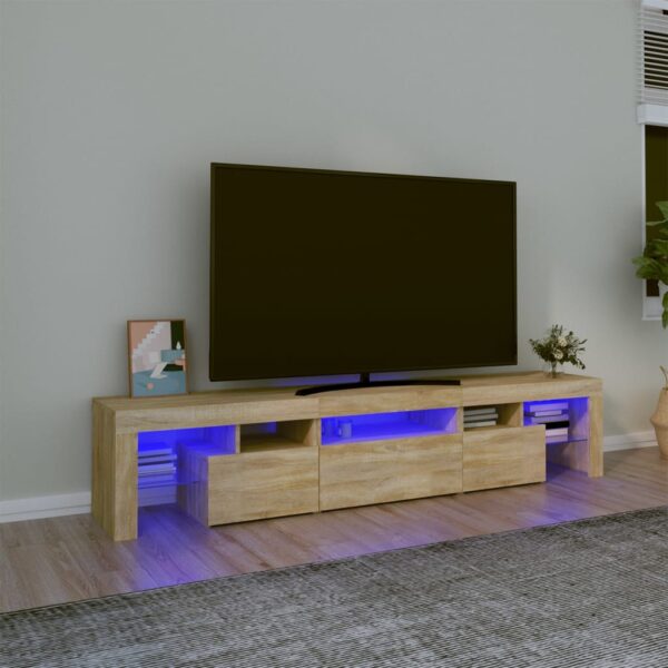 vidaXL TV-benk med LED-lys sonoma eik200 x 36