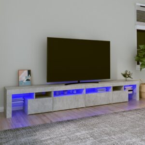 vidaXL TV-benk med LED-lys betonggrå 260x36