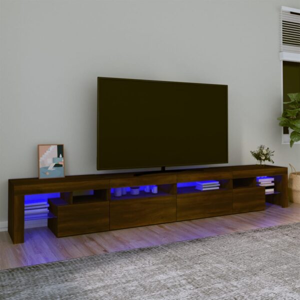 vidaXL TV-benk med LED-lys brun eik 260x36