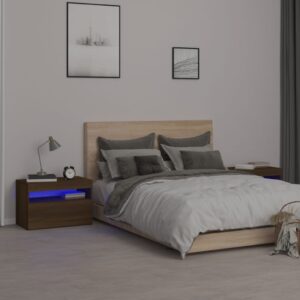 vidaXL Nattbord 2 stk med LED røkt eik 60x35x40 cm