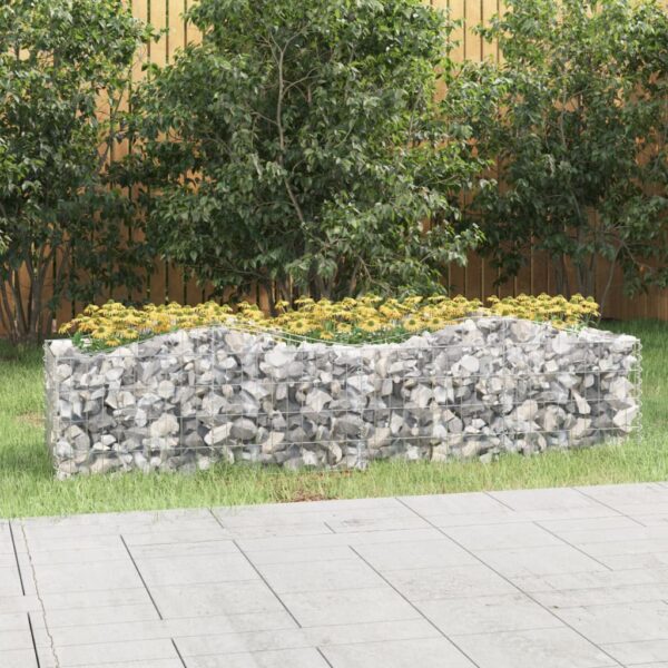 vidaXL Buet gabion høybed 200x50x50 cm galvanisert jern