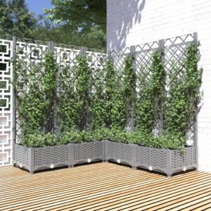 vidaXL Plantekasse med espalier lysegrå 120x120x121