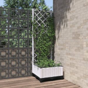 vidaXL Plantekasse med espalier hvit 40x40x121