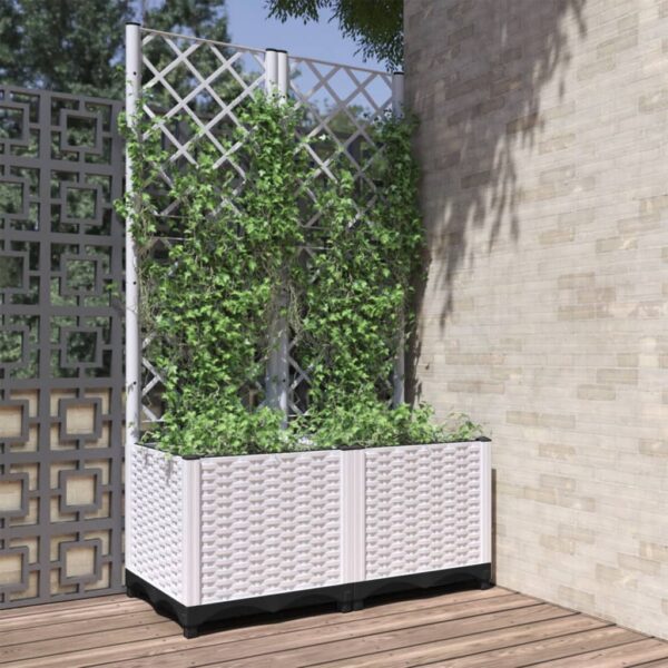 vidaXL Plantekasse med espalier hvit 80x40x136 cm PP