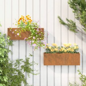 vidaXL Vegghengte plantekasser 2 stk rust 53x10x17 cm cortenstål