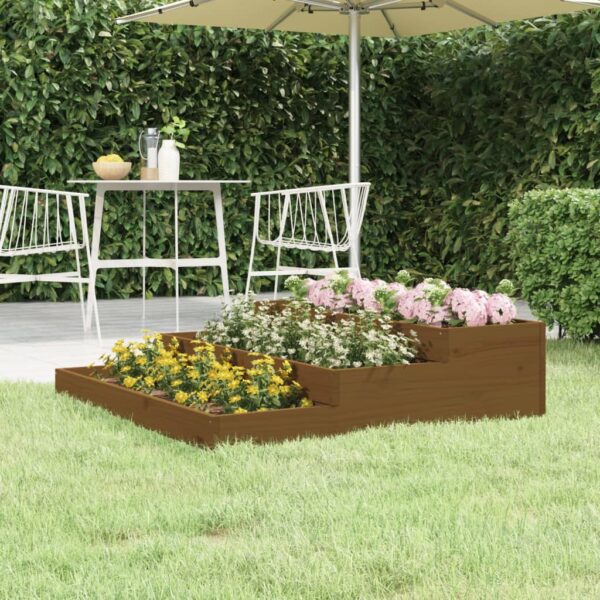 vidaXL Plantekasse honningbrun 107x107x27 cm heltre furu