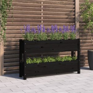 vidaXL Plantekasse svart 112x25x66 cm heltre furu