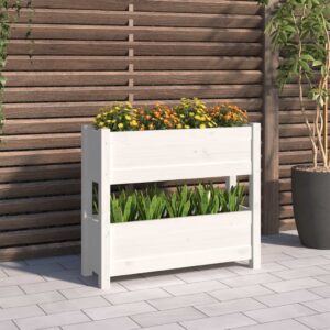 vidaXL Plantekasse hvit 77x25x66 cm heltre furu