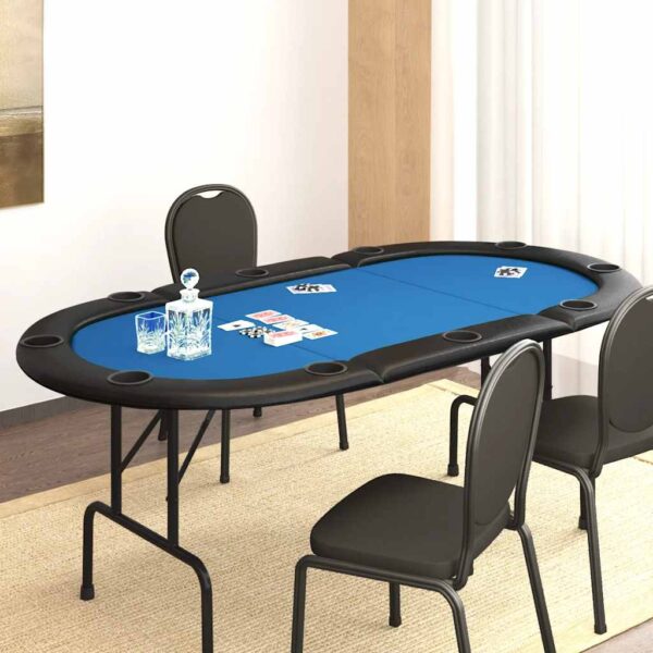 vidaXL Pokerbord sammenleggbart 10 spillere blå 207x106x76 cm