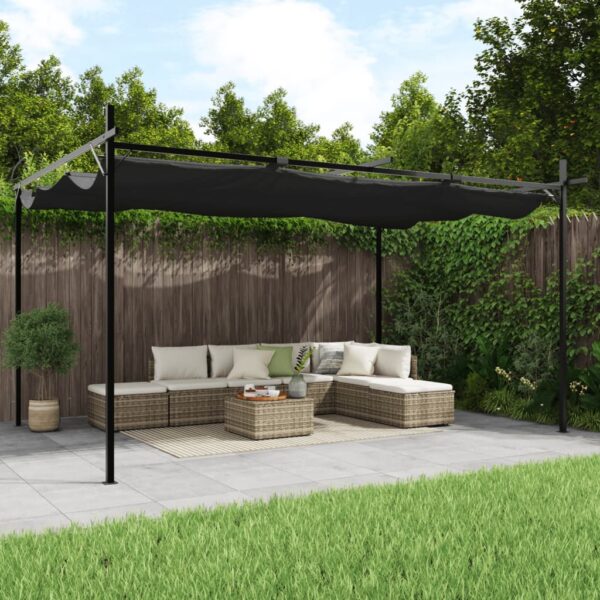 vidaXL Pergola med uttrekkbar tak antrasitt 395x292x230 cm