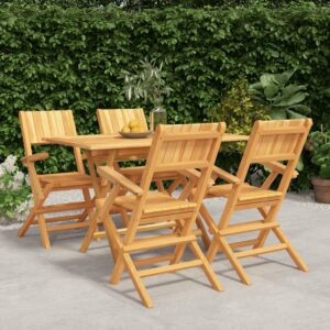 vidaXL Hagespisegruppe 5 deler heltre teak