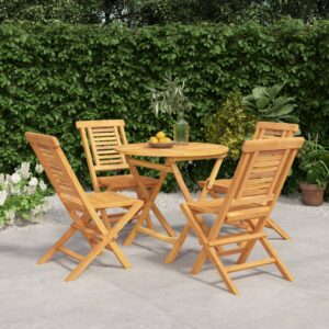 vidaXL Hagespisegruppe 5 deler heltre teak