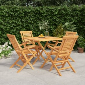 vidaXL Hagespisegruppe 5 deler heltre teak