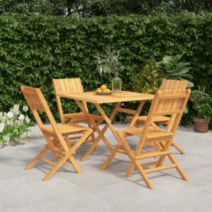 vidaXL Hagespisegruppe 5 deler heltre teak