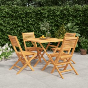 vidaXL Hagespisegruppe 5 deler heltre teak