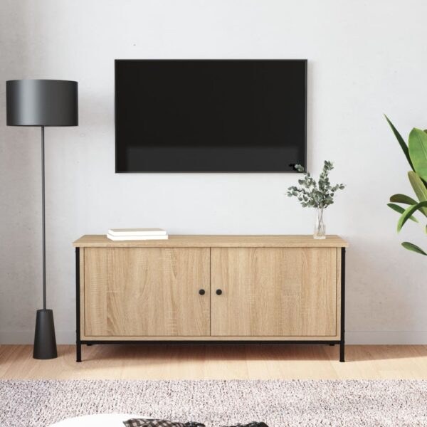 vidaXL TV-benk med dører sonoma eik 102x35x45 cm konstruert tre