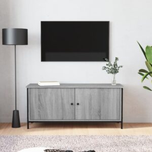 vidaXL TV-benk med dører grå sonoma 102x35x45 cm konstruert tre