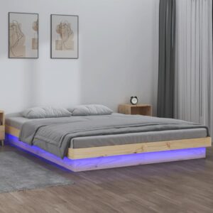 vidaXL Sengeramme med LED 120x190 cm Small Double heltre