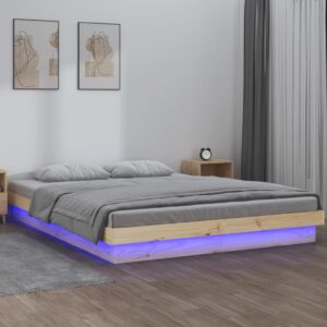 vidaXL Sengeramme med LED 140x190 cm heltre