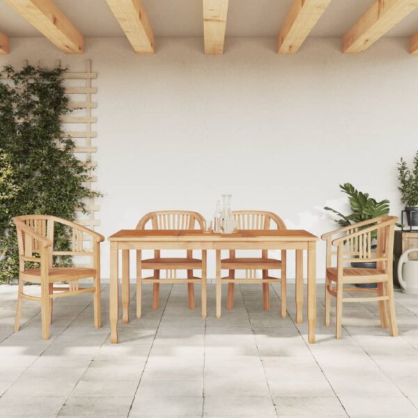 vidaXL Hagespisegruppe 5 deler heltre teak