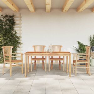 vidaXL Hagespisegruppe 5 deler heltre teak