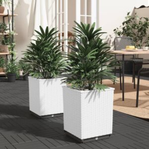 vidaXL Plantekasser 2 stk hvit 30x30x37 cm polypropylen