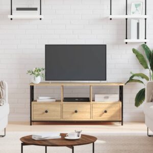 vidaXL TV-benk sonoma eik 102x33x45 cm konstruert tre og jern