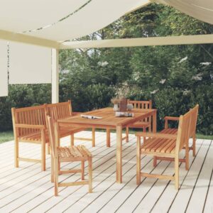 vidaXL Hagespisegruppe 5 deler heltre teak