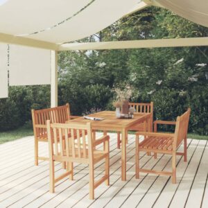 vidaXL Hagespisegruppe 5 deler heltre teak