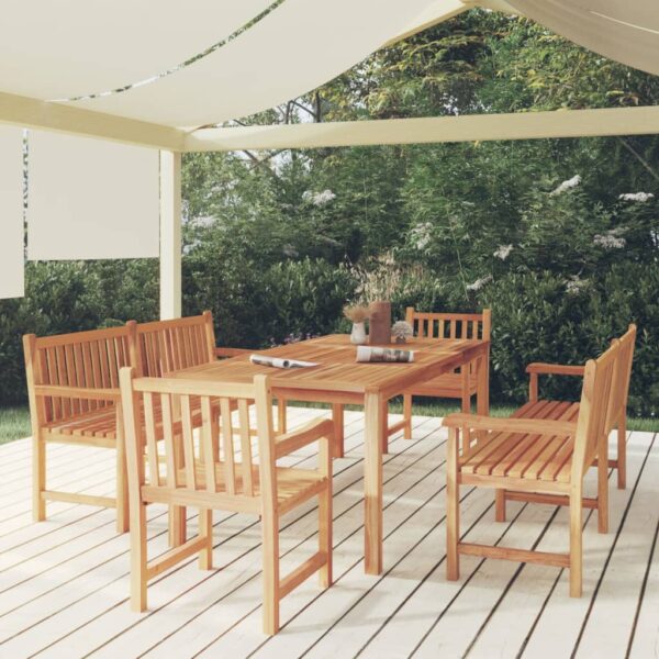 vidaXL Hagespisegruppe 5 deler heltre teak