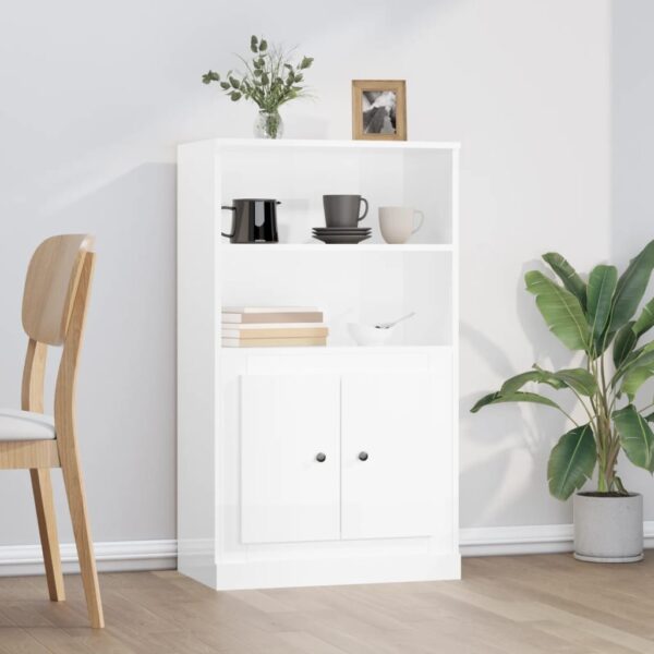 vidaXL Highboard høyglans hvit 60x35